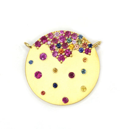 Round Silver Pendant With Tourmaline Stone