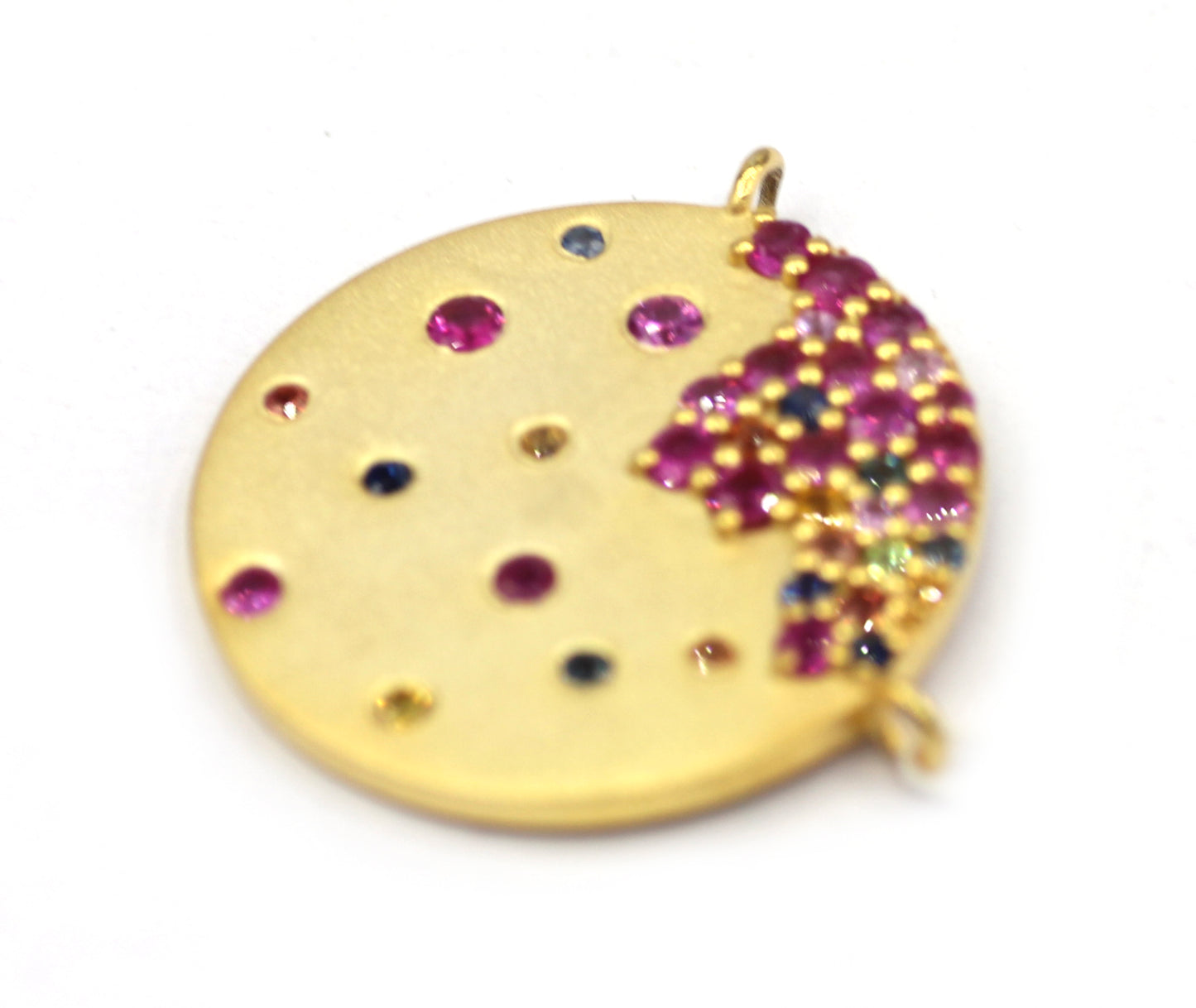 Round Silver Pendant With Tourmaline Stone