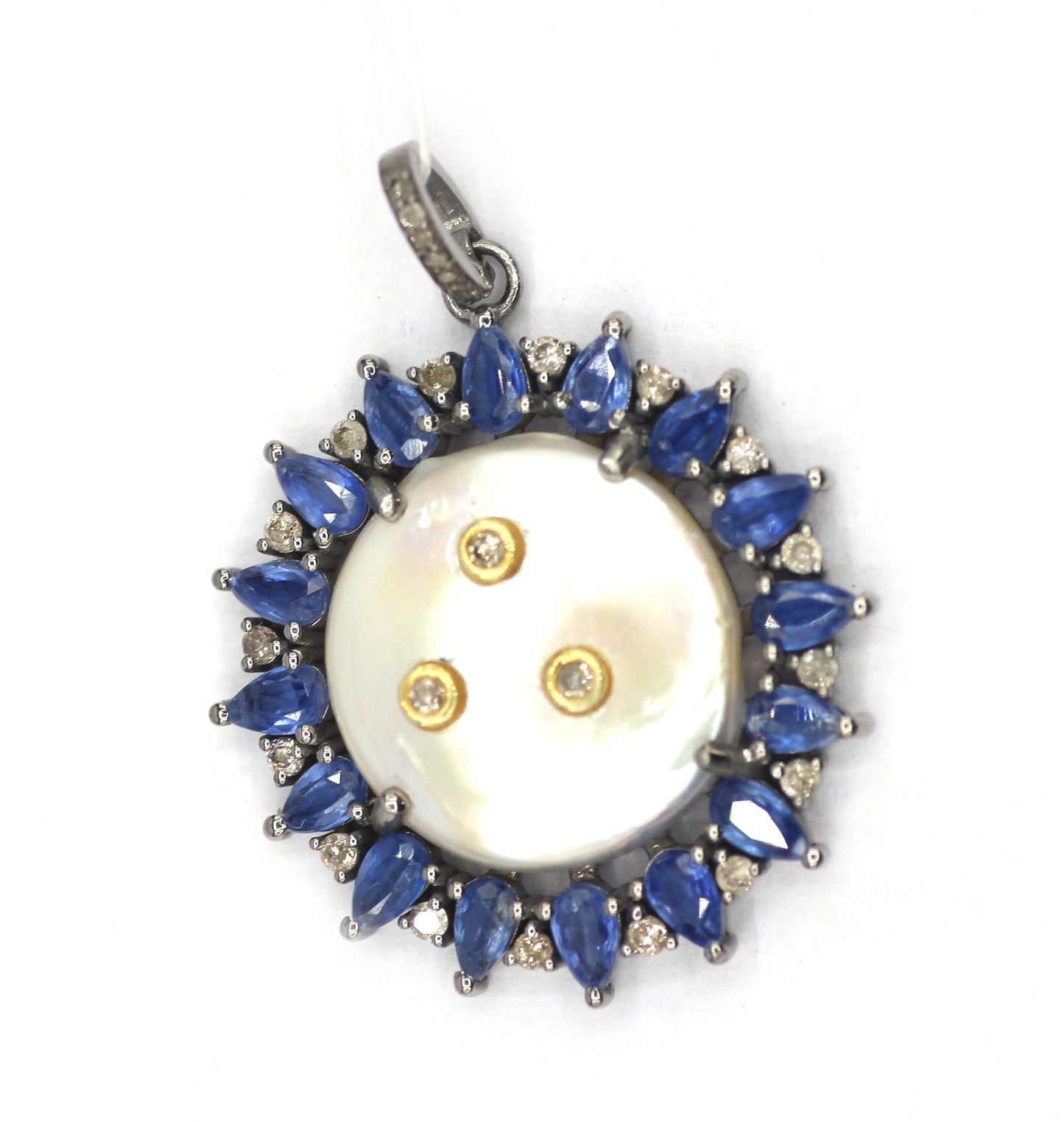 Kyanite Silver Diamond Pendant