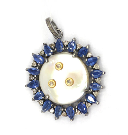 Kyanite Silver Diamond Pendant