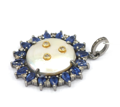 Kyanite Silver Diamond Pendant