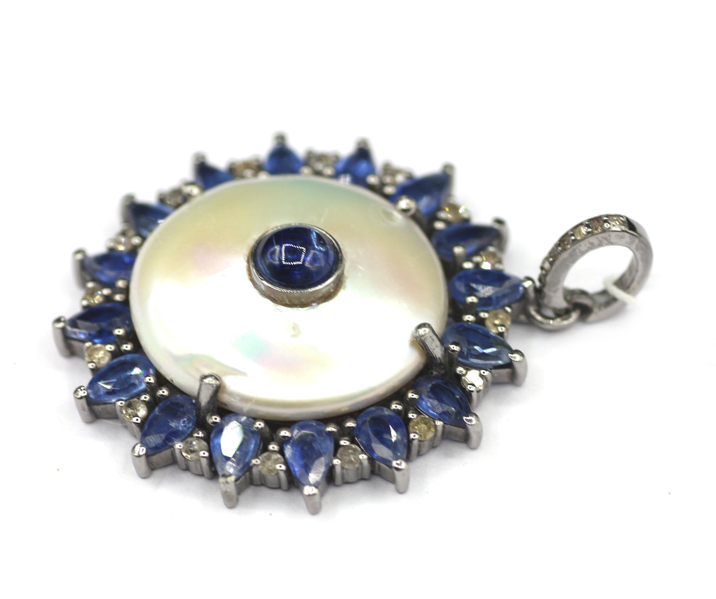 Kyanite Silver Diamond Pendant