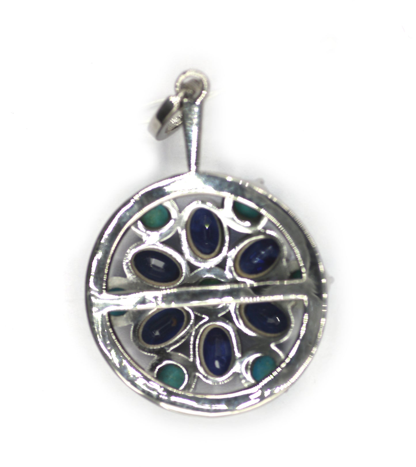 Turquoise Stone Silver Diamond Pendant