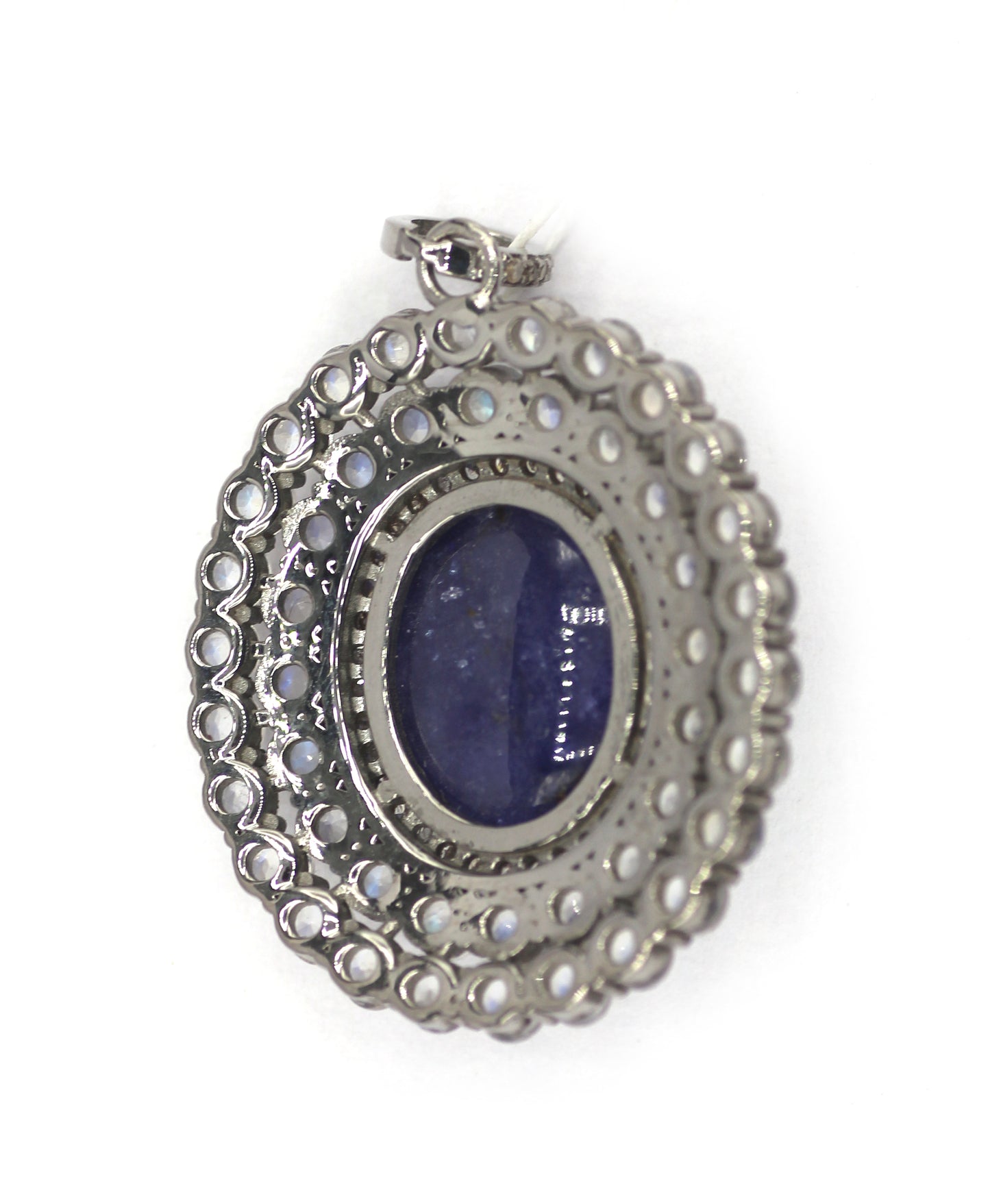 Tanzanite Silver Diamond Pendant With Moon Stone