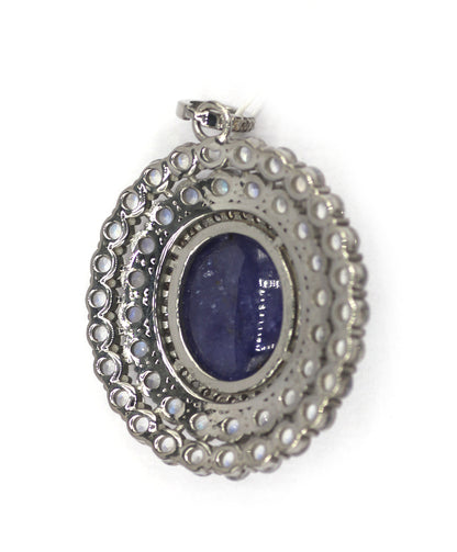 Tanzanite Silver Diamond Pendant With Moon Stone