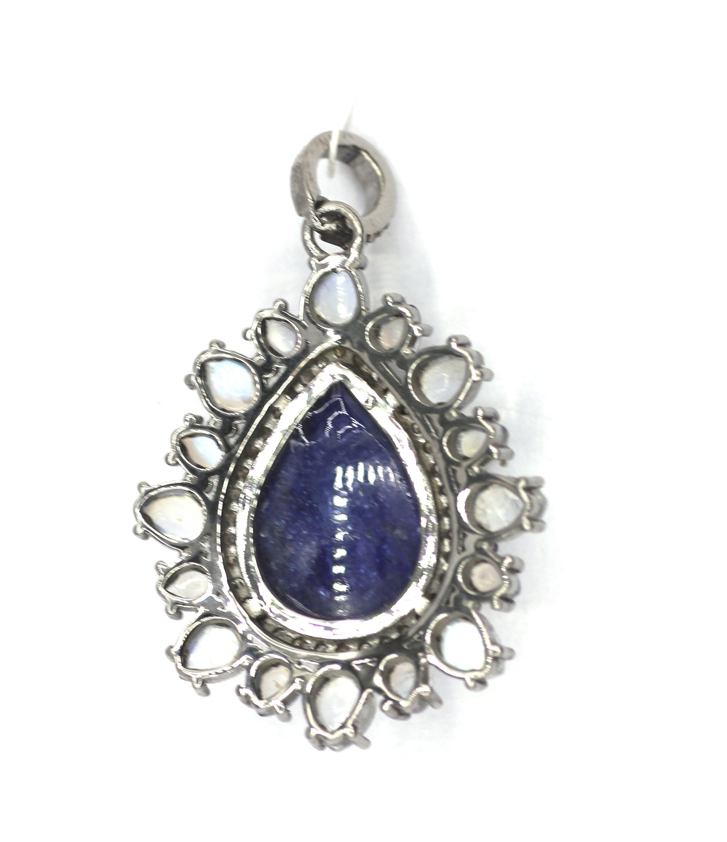 Tanzanite Silver Diamond Pendant With Moonstone Stone