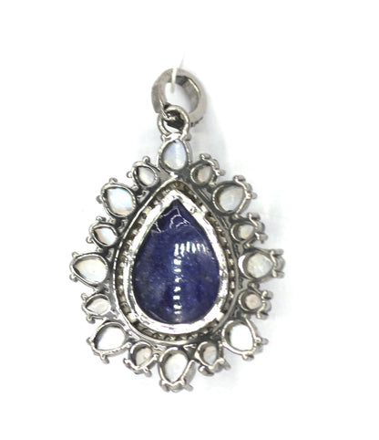 Tanzanite Silver Diamond Pendant With Moonstone Stone