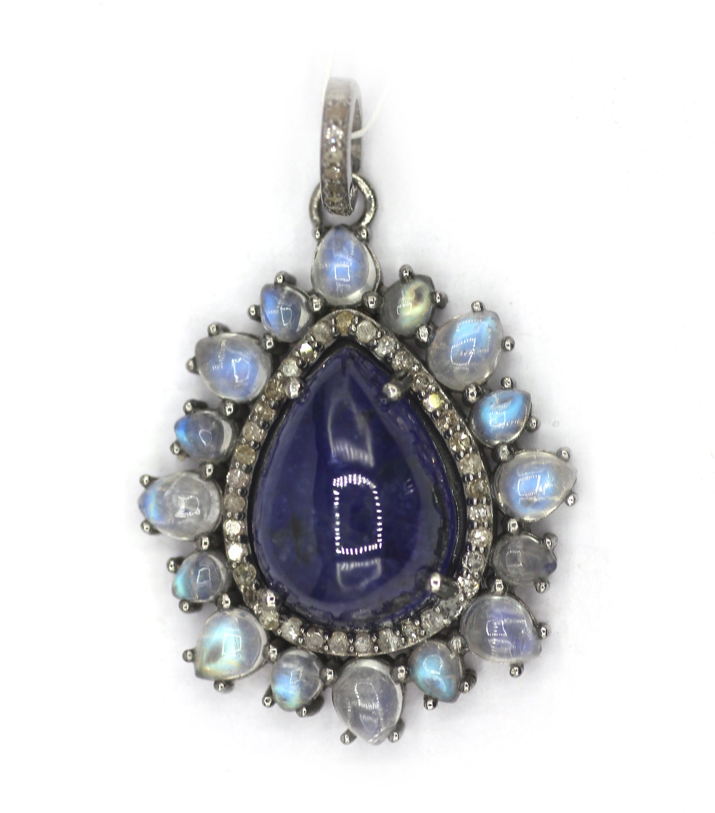 Tanzanite Silver Diamond Pendant With Moonstone Stone