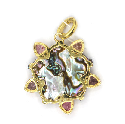 Flower Silver Diamond Pendant With Mother Of Pearl Stone