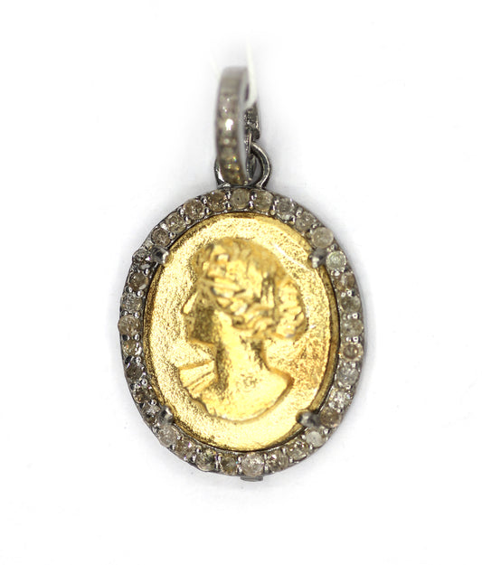 Oval Silver Diamond Pendant