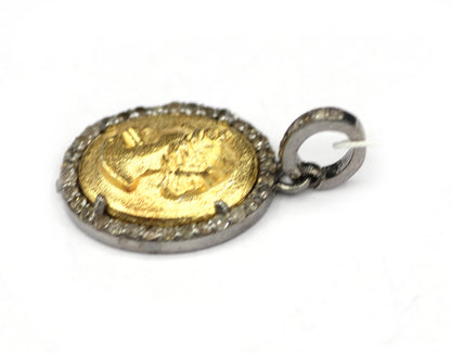 Oval Silver Diamond Pendant