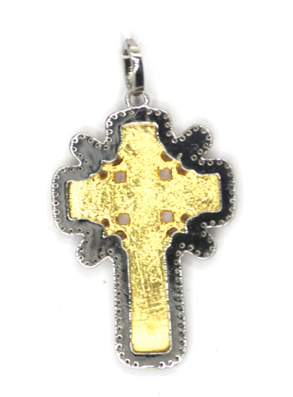 Cross Shape Silver Diamond Pendant