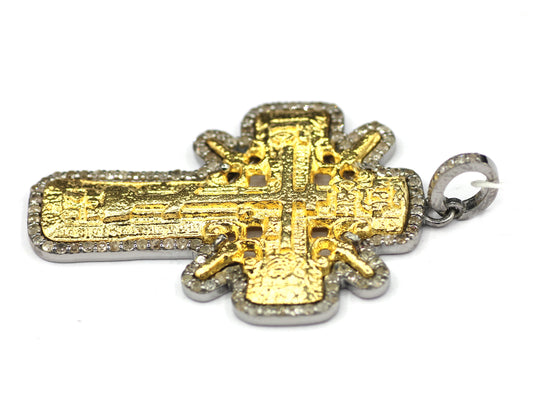 Cross Shape Silver Diamond Pendant