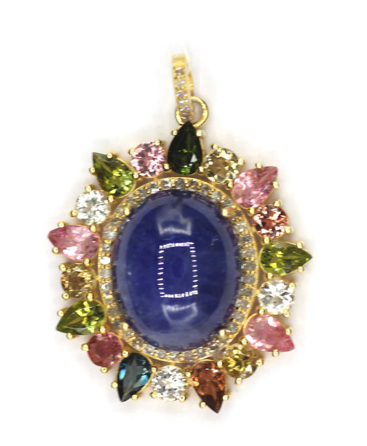 Tanzanite Silver Diamond Pendant