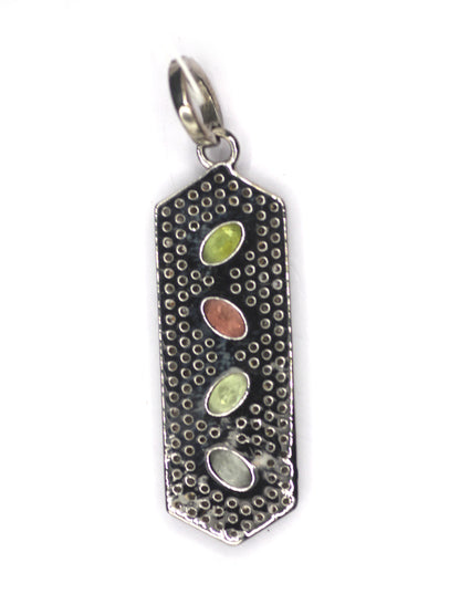 Tourmaline Stone Silver Diamond Pendant