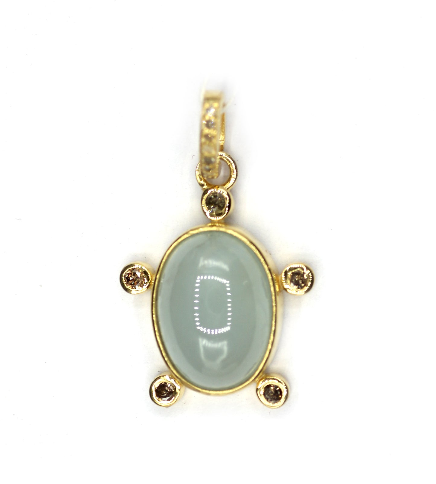 Oval Silver Diamond Pendant