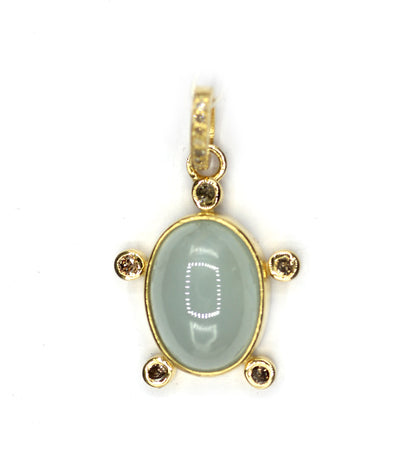 Oval Silver Diamond Pendant