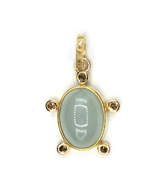 Oval Silver Diamond Pendant