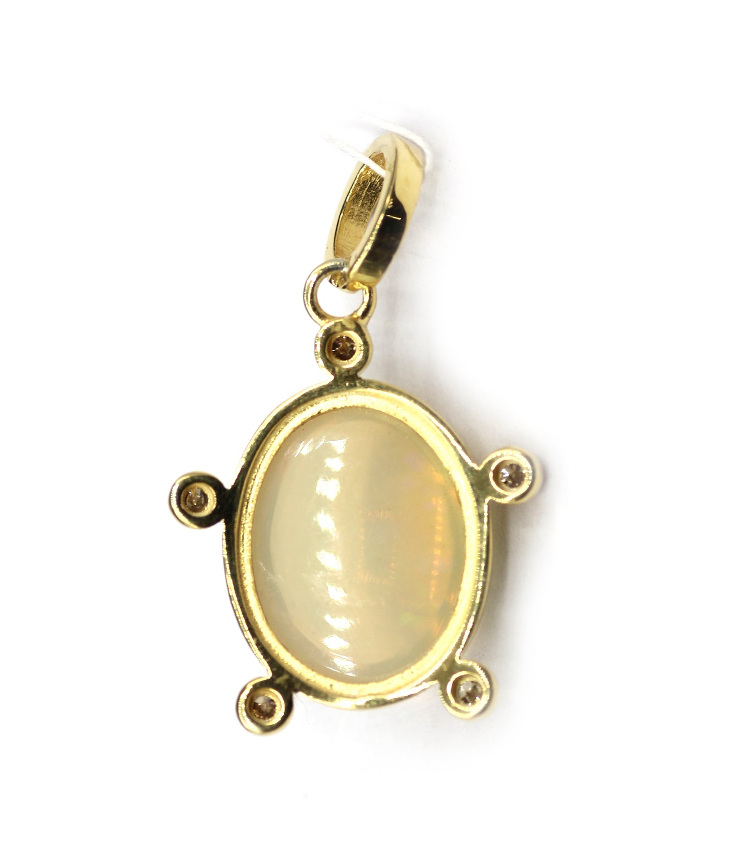 Oval Silver Diamond Pendant With Ethiopian opal