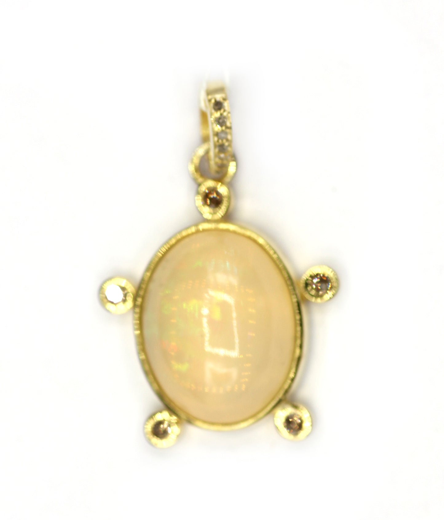 Oval Silver Diamond Pendant With Ethiopian opal