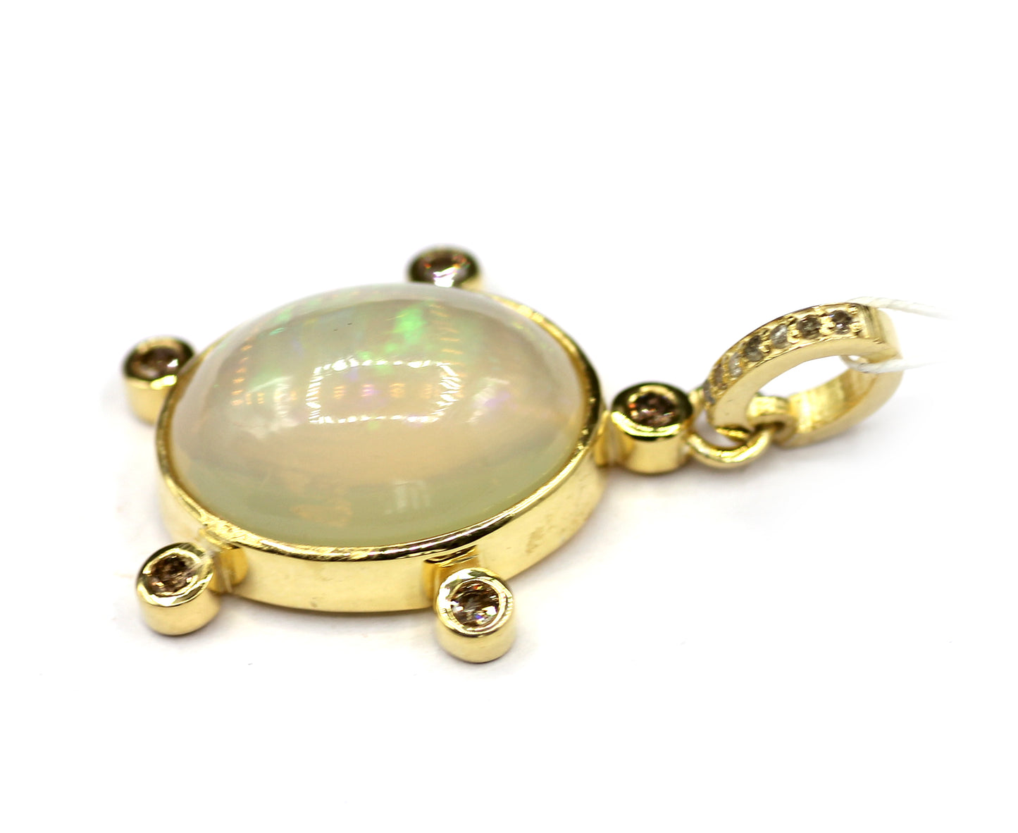 Oval Silver Diamond Pendant With Ethiopian opal