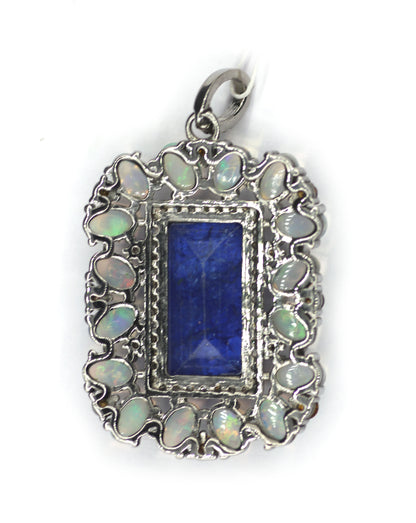 Tanzanite Silver Pave Diamond Pendant