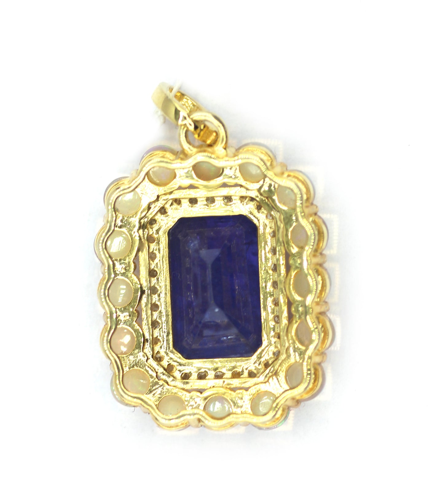 Tanzanite Silver Diamond Pendant With Ethiopian opal