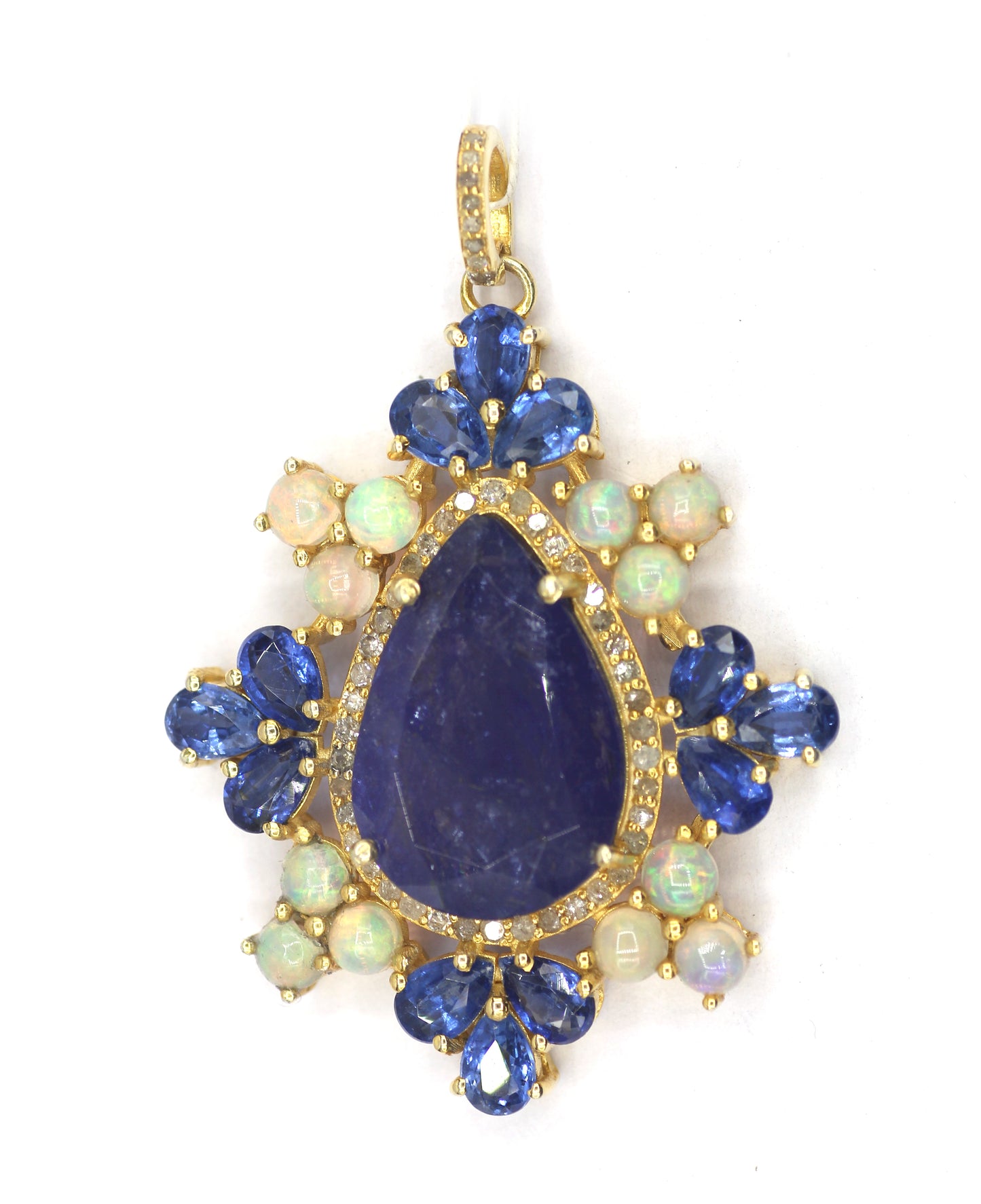 Tanzanite Silver Diamond Pendant With Kyanite Stone