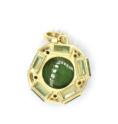 Green Tourmaline Silver Diamond Pendant