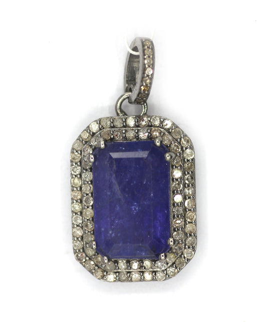Tanzanite Silver Diamond Pendant