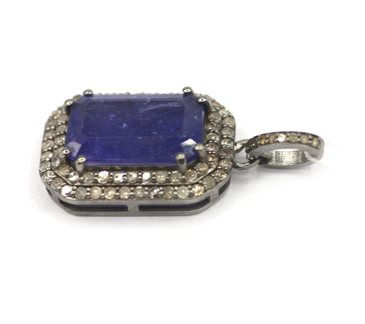 Tanzanite Silver Diamond Pendant