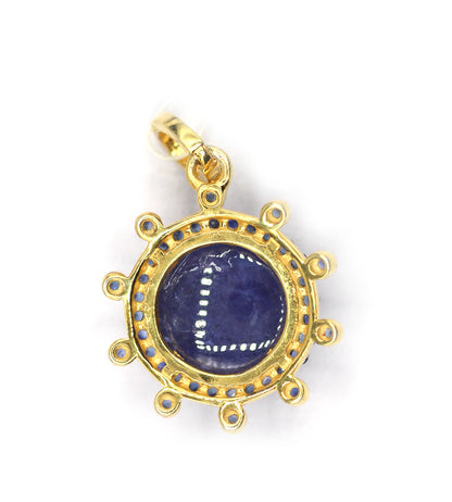 Tanzanite Round Silver Diamond Pendant With Blue Sapphire stone