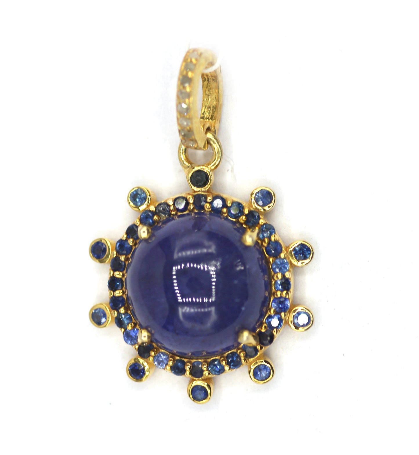 Tanzanite Round Silver Diamond Pendant With Blue Sapphire stone