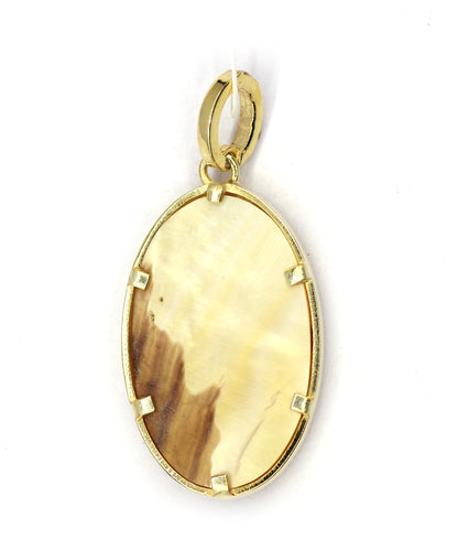 Oval Silver Diamond Pendant With Pearl Stone