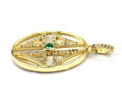 Oval Silver Diamond Pendant With Pearl Stone