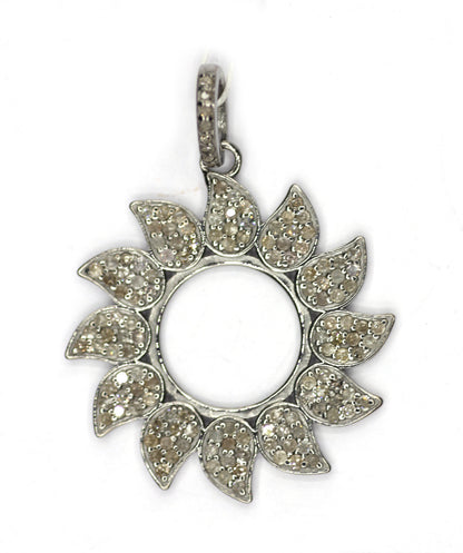 Flower Silver Diamond Pendant