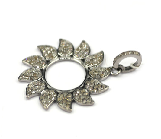 Flower Silver Diamond Pendant