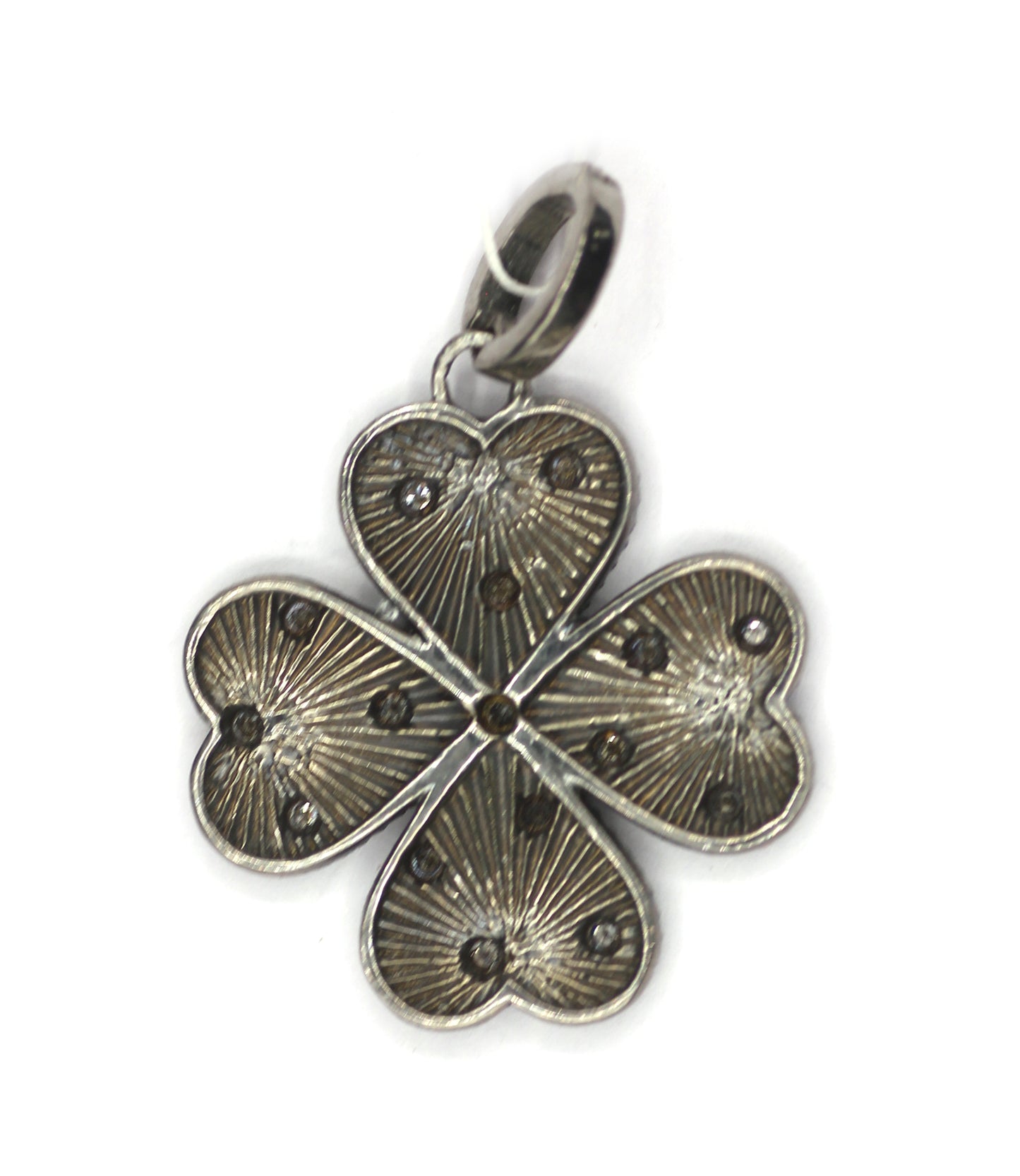 Heart Shape Silver Diamond Pendant With Blue Sapphire