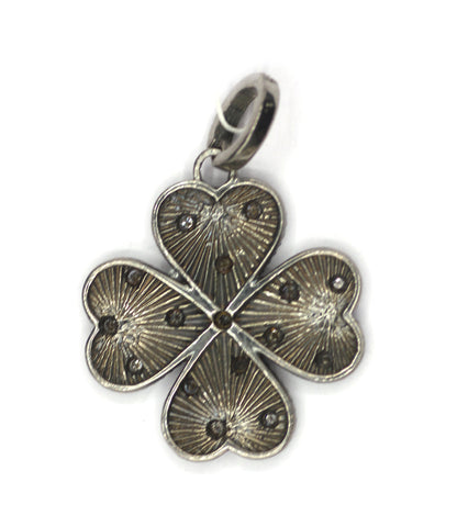 Heart Shape Silver Diamond Pendant With Blue Sapphire