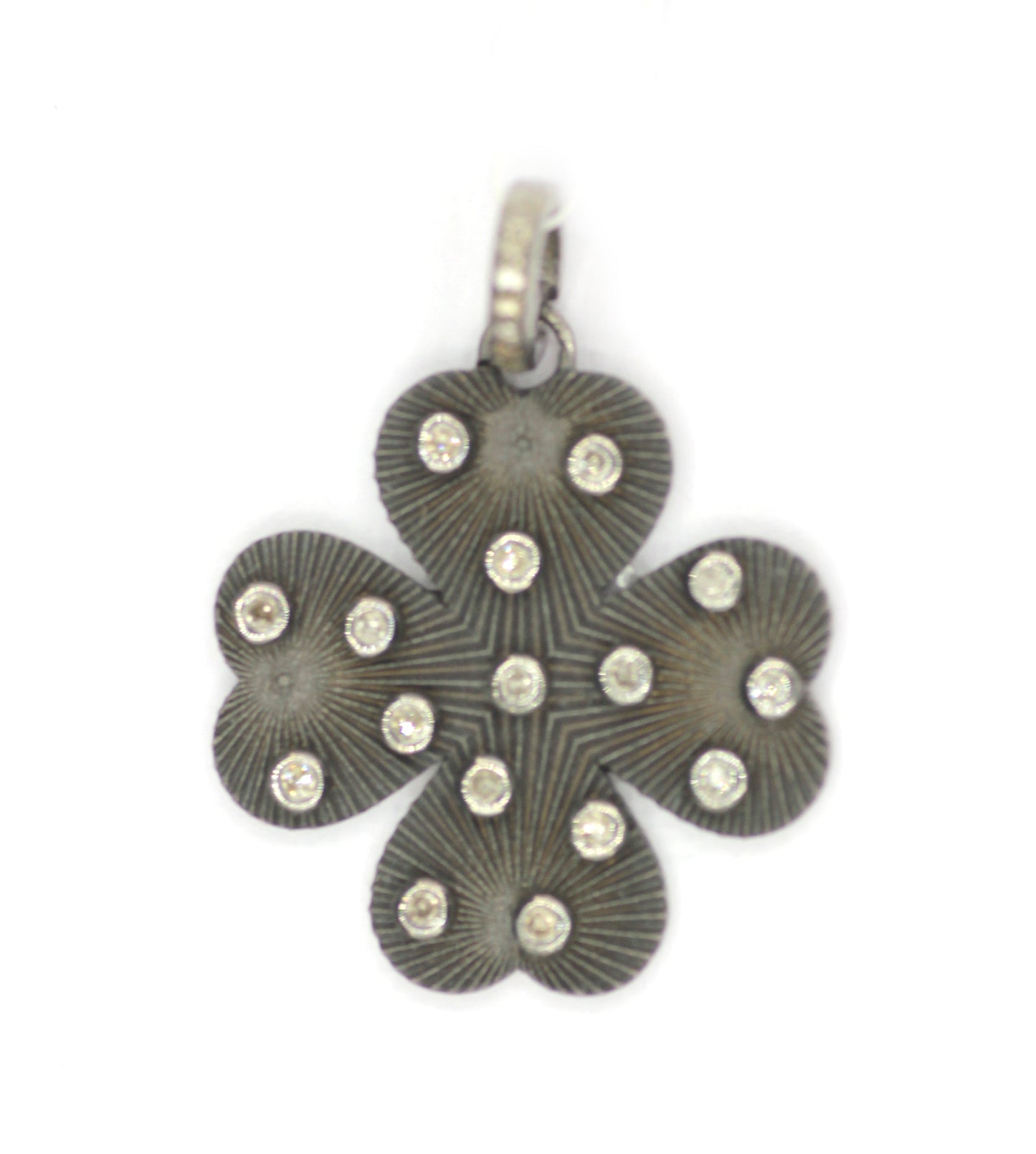 Heart Shape Silver Diamond Pendant With Blue Sapphire