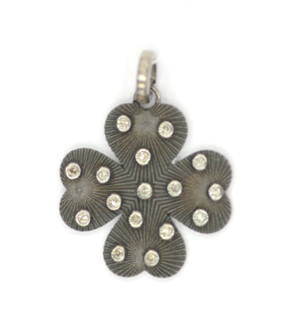 Heart Shape Silver Diamond Pendant With Blue Sapphire