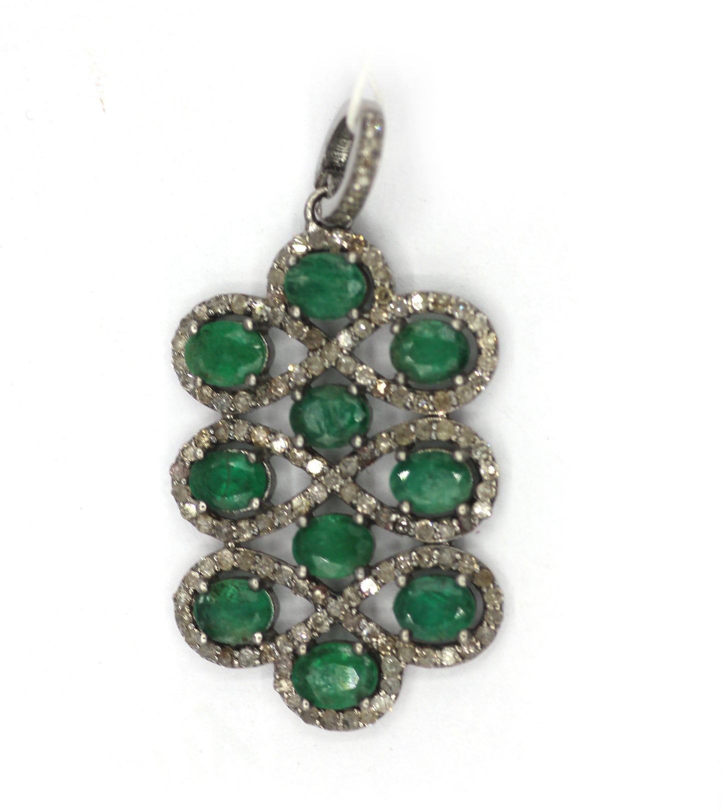 Silver Diamond Pendant With Multi Tourmaline Stone