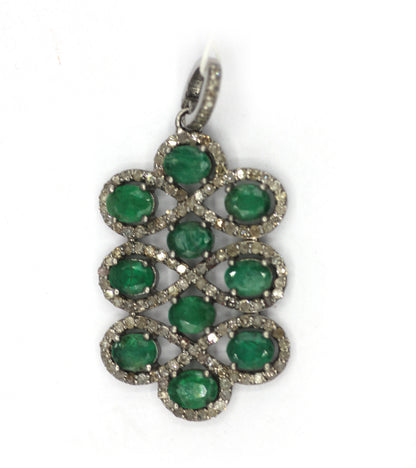 Silver Diamond Pendant With Multi Tourmaline Stone
