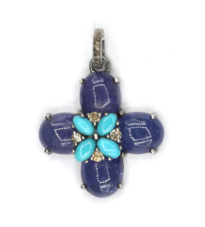 Tanzanite Stone Silver Diamond Pendant