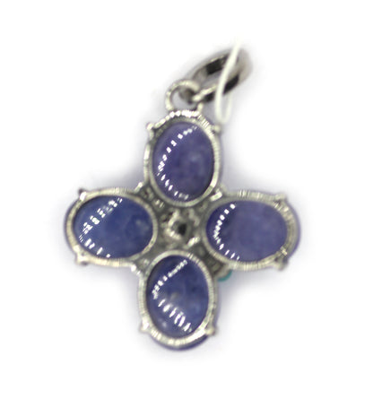 Tanzanite Stone Silver Diamond Pendant