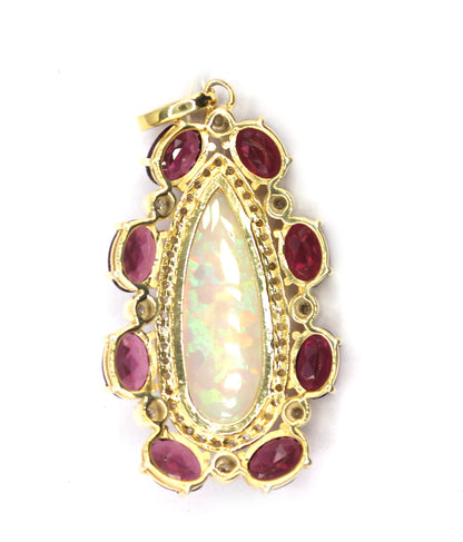 Ethiopian opal Silver Diamond Pendant