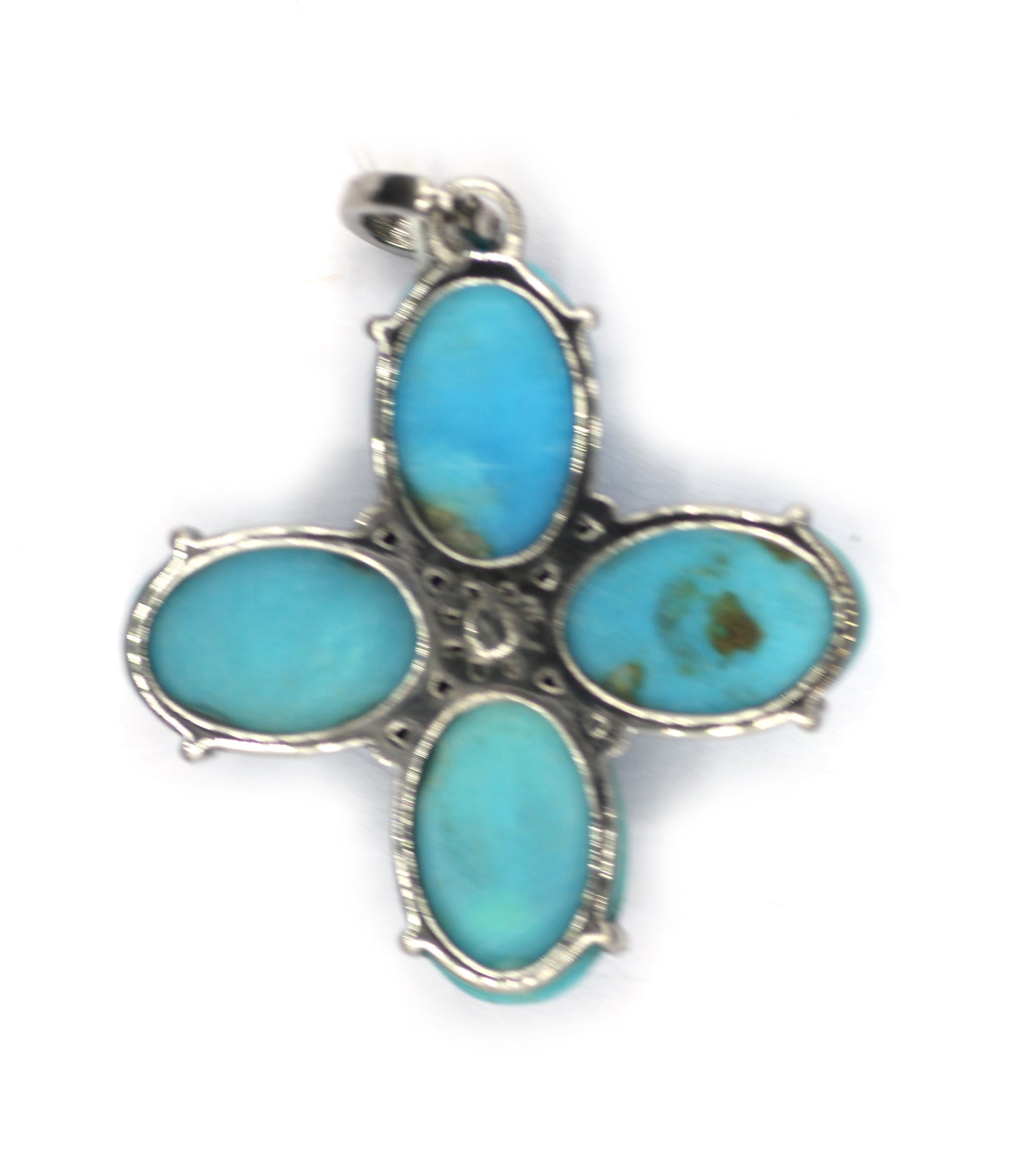 Turquoise Stone Silver Diamond Pendant