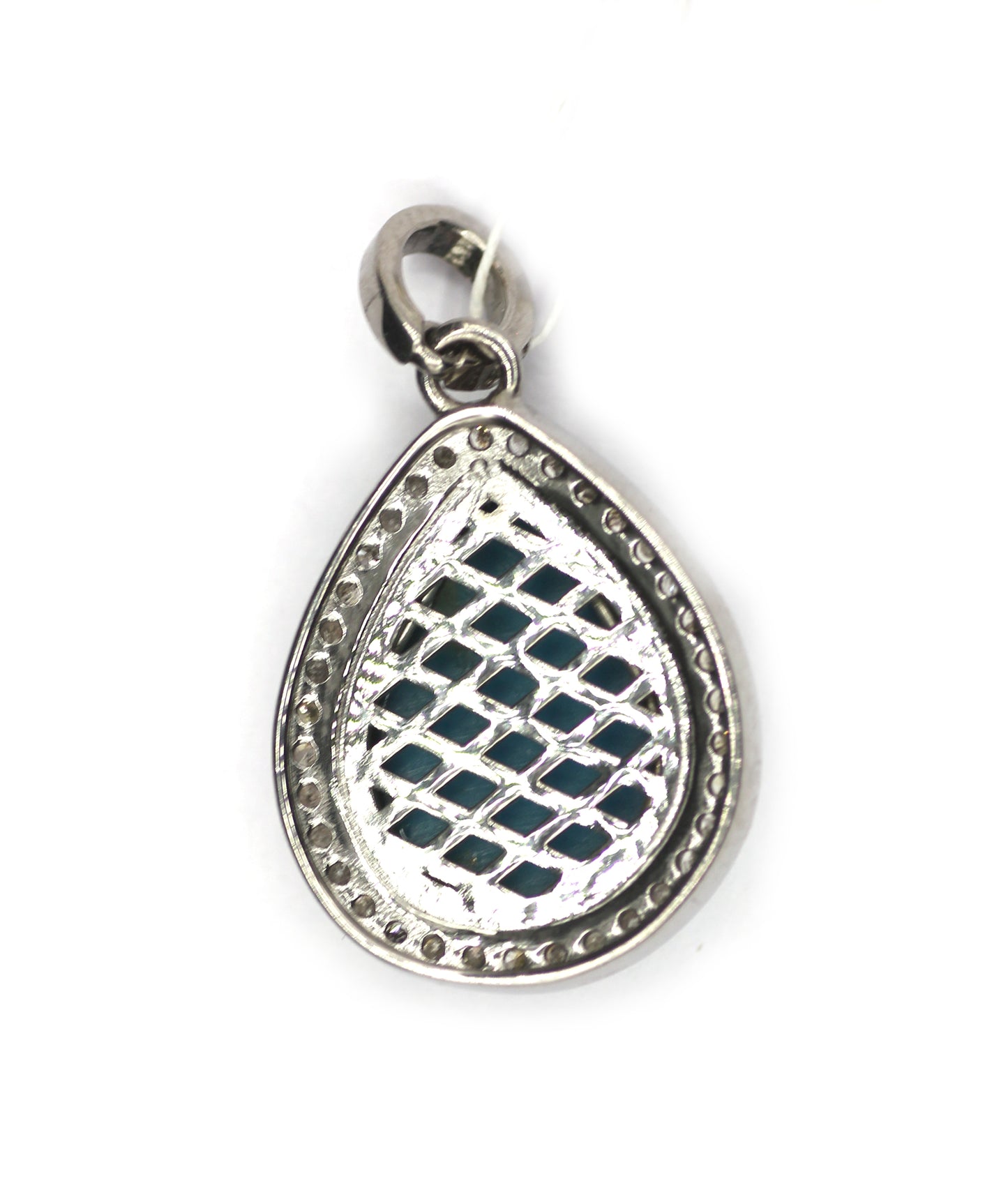 Turquoise Stone Silver Diamond Pendant