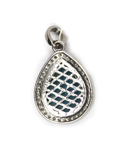 Turquoise Stone Silver Diamond Pendant