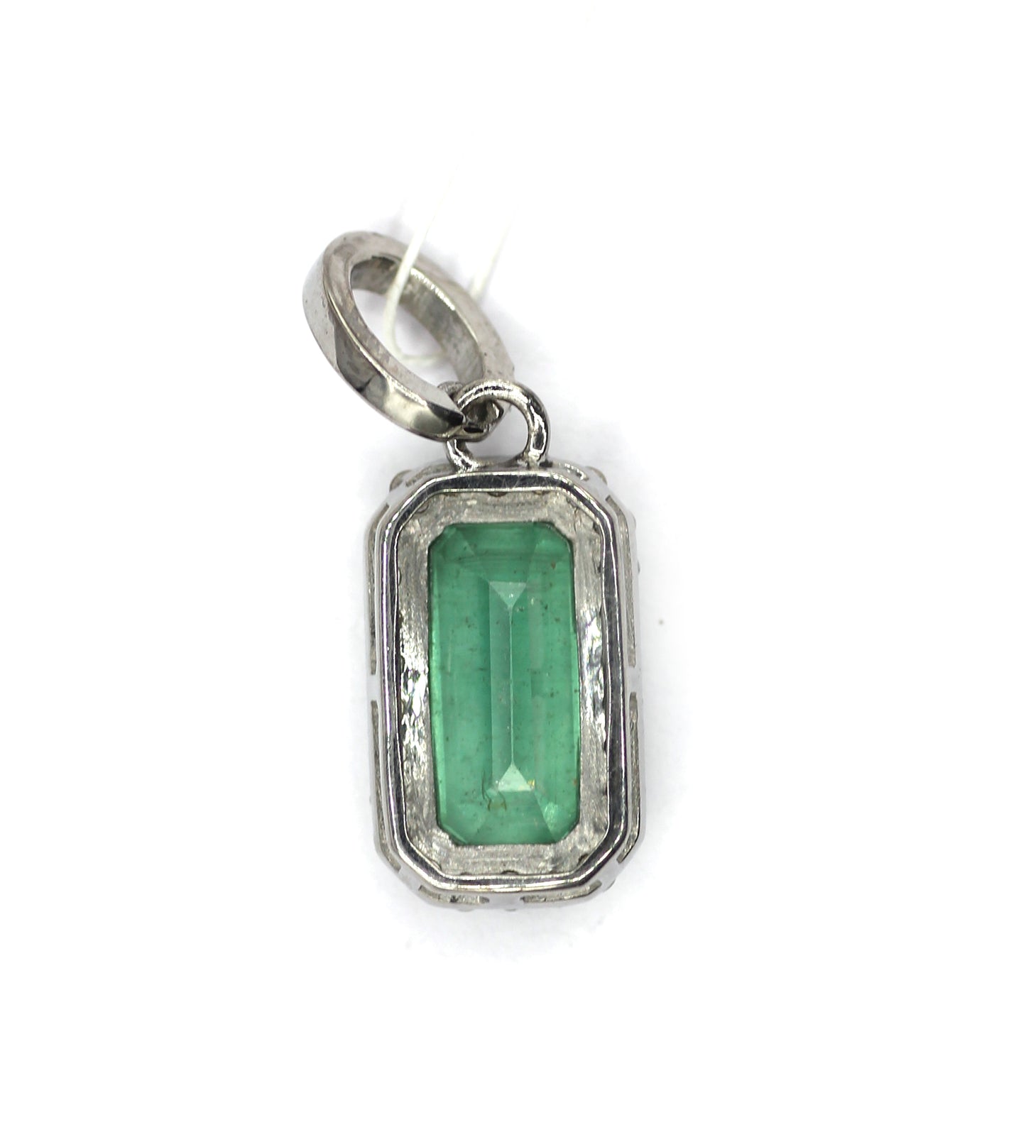 Emerald Silver Diamond Pendant